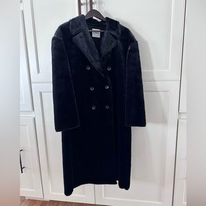 Zara black, long faux fur coat